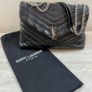 Yves Saint Laurent LOULOU LARGE CHAIN BAG IN MATELASSÉ "Y" LEATHER